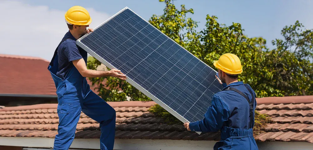 Clean Solar Panels on the Roof